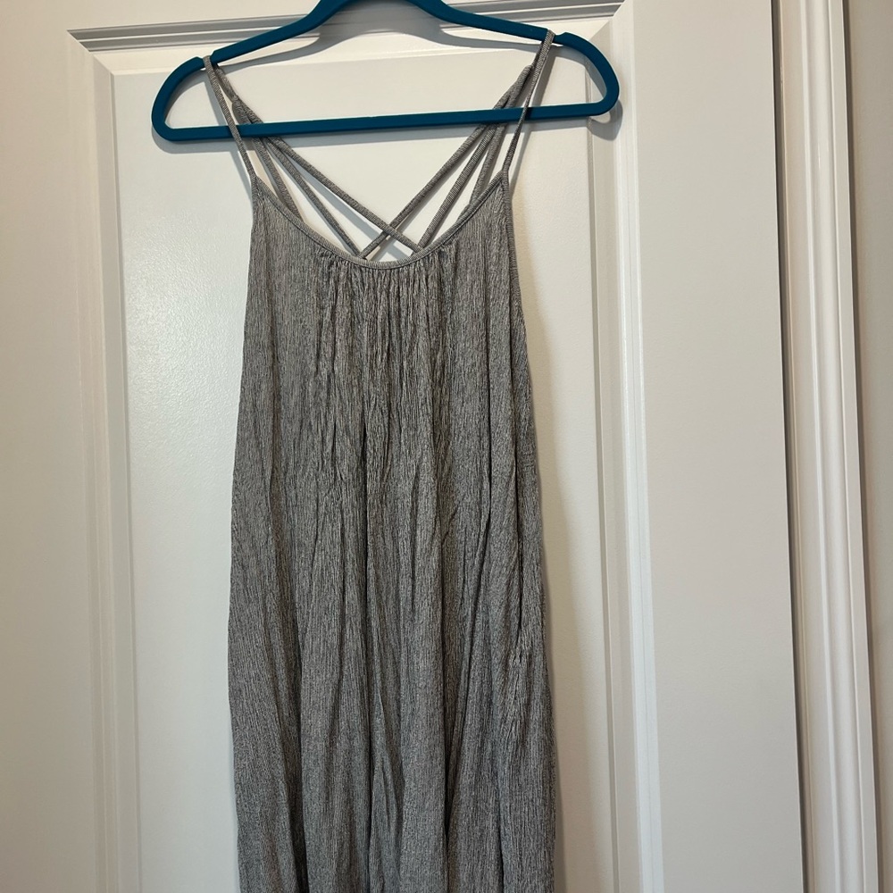 Gray Striped Pocketed Dress